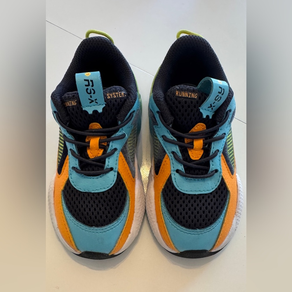 Puma Blue and Orange Athletic Sneakers with Dynamic Design